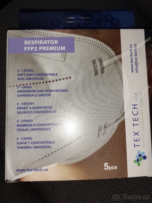 Zdravotnický ochranný respirátor FFP2 Premium CZ - 5 vrstev  ; cena za 1 balení (bal/5ks)
